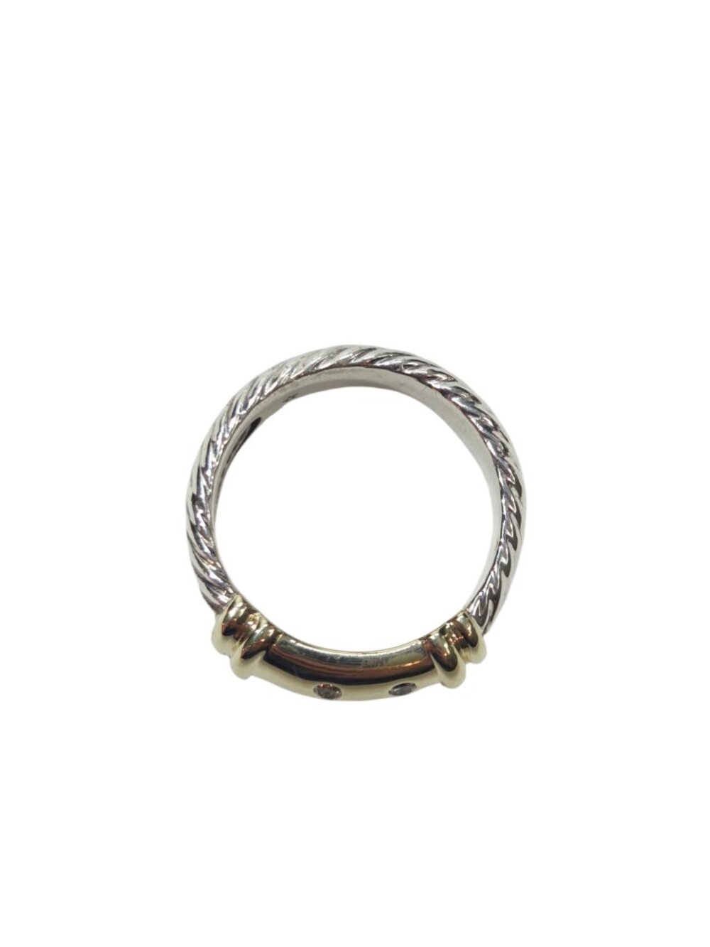 David Yurman 14K Yellow Gold and Sterling Silver Diamond Metro Band 6 #25224 - Picture 6 of 10